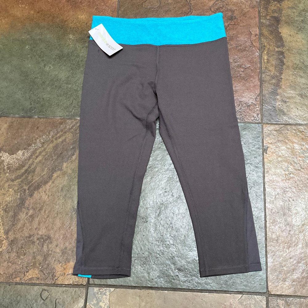 MARIKA SPORT Gray/Teal Workout Yoga Capri Pants